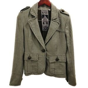 LAMB Plaid Wool Blazer Jacket 4 blue brown